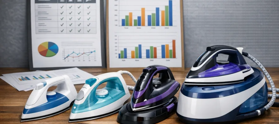 Buegeleisen Vergleich: Modelle, Typen und Leistungen gegenueberstellen